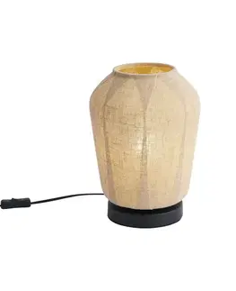 Japandi stolná lampa čierna s béžovým ľanovým tienidlom 21,5 cm - Nami