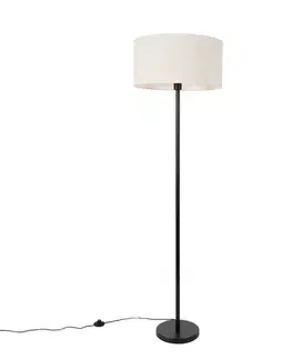 Stojaca lampa čierna so svetlosivým tienidlom 50 cm - Simplo