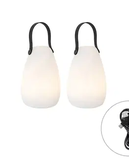 Sada 2 stolových lamp bielych RGBW nabíjateľných IP54 - Pion