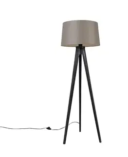 Trojnožka čierna s tienidlom z ľanu taupe 45 cm - Tripod Classic