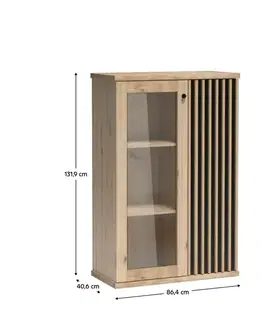 KONDELA Koli C-3 vitrína dub artisan / čierna