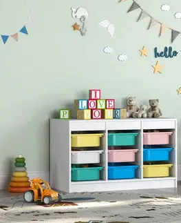 KONDELA Trimal New organizér s úložnými boxami biela / kombinácia farieb