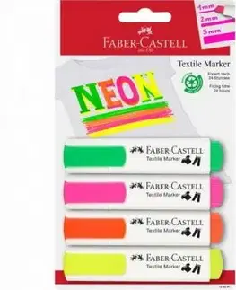 Popisovače na textil Faber-Castell Neon 4 ks