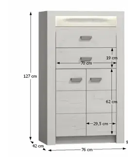 KONDELA Infinity 6 dvojdverová komoda jaseň biely