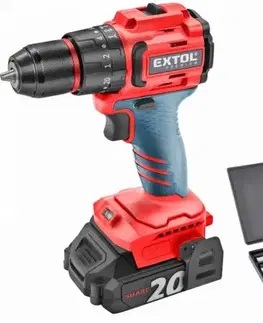EXTOL PREMIUM Vŕtačka s príklepom SHARE 20V, 2x2Ah, 50Nm