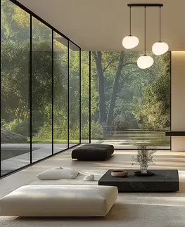 Závesná lampa STONES v japonskom štýle - predĺžená základňa s 20 cm tienidlami v tvare kameňa - minimalistická stolová lampa 3x E27