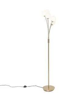 Moderná stojaca lampa zlatá s opálovým sklom 5-svetlo - Atény