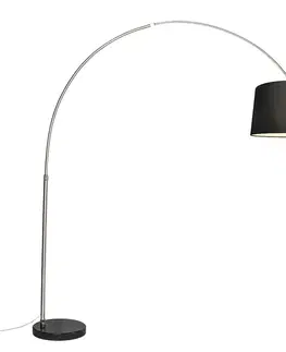 Oceľová oblúková lampa s látkovým tienidlom čierna 45 cm - XXL
