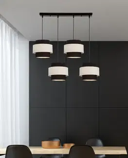 Závesná lampa Benta čierna 4x40W e27 tienidlo čierne+krémové