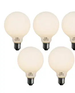 Sada 5 ks E27 3-stupňová stmievateľná LED žiarovka opálové sklo G95 4W 450lm 2700K