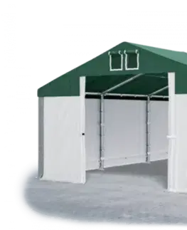 Skladový stan 5x10x2,5m strecha PVC 560g/m2 boky PVC 500g/m2 konštrukcie ZIMA PLUS Zelená Bílá Šedá