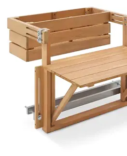 Debnička na sadenice s vyklápacím stolíkom na balkónové zábradlie