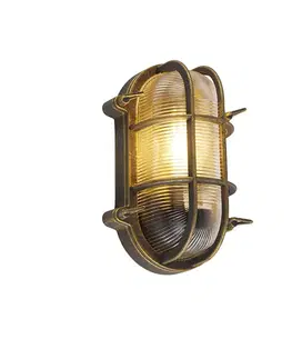 Nástenná a stropná lampa zlatá/mosadzná oválna IP44 - Noutica