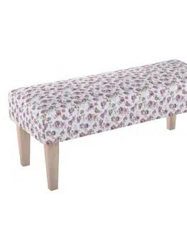 Dekoria Čalúnená lavica, biela - ružová, 100 x 40 x 40 cm, Flowers, 143-95