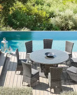 DEOKORK Ratanová zostava jedálenská BORNEO LUXURY 1+8 (sivá)