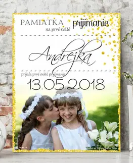Darček pre deti - Pamiatka na prvé sväté prijímanie s fotkou - tabuľka na stenu