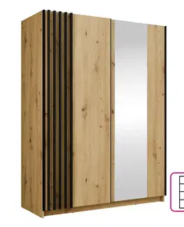 KONDELA Bajadero Typ 1 dvojdverová šatníková skriňa dub artisan / čierna