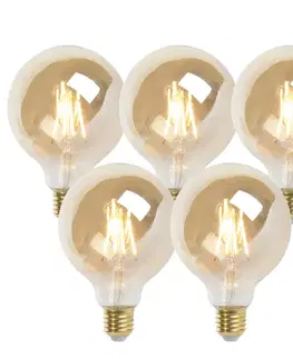 Sada 5 stmievateľných LED žiaroviek E27 G95 zlatá 5W 380lm 2200K