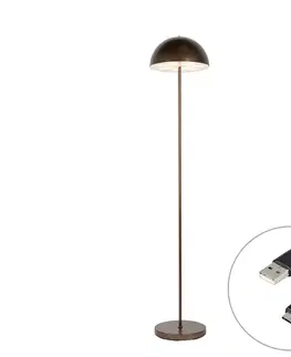 Vonkajšia stojaca lampa tmavo bronzová nabíjateľná 3-stupňovo stmievateľná - Keira