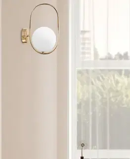 Nástenná lampa Cordel, brúsené zlato, 1x28W, G9, biele tienidlo