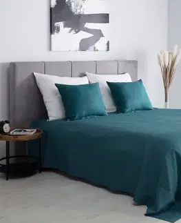 Dekoria Prehoz Linen 260x260cm smaragdový, 260 x 260 cm