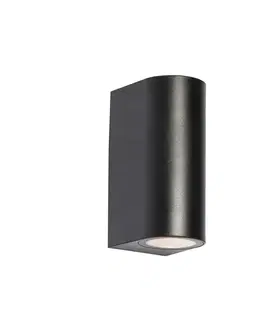 Moderná vonkajšia nástenná lampa čierna plastová oválna 2-svetlá - Baleno