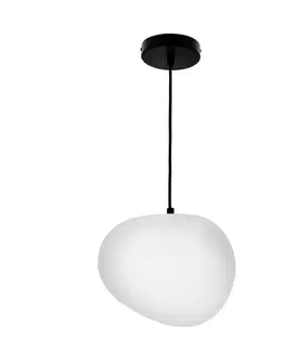 Závesná lampa STONES 25 cm v japonskom štýle - s tienidlom inšpirovaným bielym kameňom - minimalistické stropné osvetlenie do obývačky E27