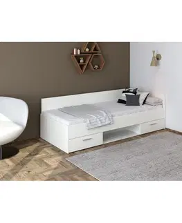 KONDELA Boat 90 posteľový rám s úložným priestorom biela