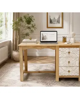 Písací stôl Sita 130x76x70 indický masív mango