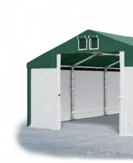 Skladový stan 5x10x2,5m strecha PVC 560g/m2 boky PVC 500g/m2 konštrukcie ZIMA PLUS Zelená Zelená Bílá