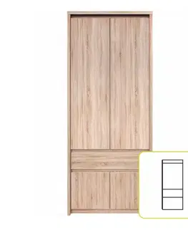 KONDELA Norty Typ 2 4D šatníková skriňa dub sonoma