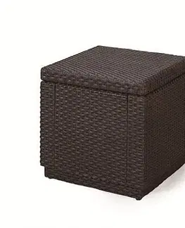 DEOKORK Záhradný ratanový taburet CUBE (hnedý) ZADARMO PODUŠKA