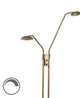 Moderná stojaca lampa bronzová s lampou na čítanie vrátane LED - Eva