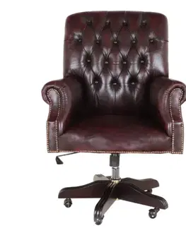 Kancelárska stolička Chesterfield Office chair z pravej hovädzej kože New Red