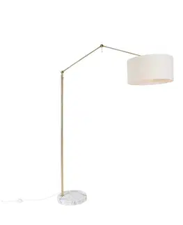 Stojaca lampa zlatá so svetlosivým tienidlom 50 cm nastaviteľná - Editor