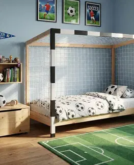 KONDELA Futal montessori posteľ 90x200 cm prírodná / biela / čierna