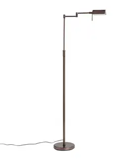Dizajnová stojaca lampa tmavý bronz vrátane LED s dotykovým stmievačom - Notia