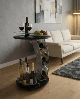 KONDELA Aladar New servírovací stolík na kolieskach čierna / strieborná