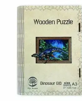 Drevené puzzle Dinosaurus A3 (svietiace v tme)