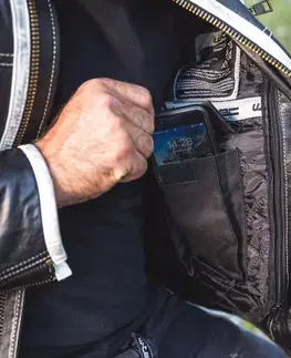 W-TEC Esbiker čierna s béžovými pruhmi - M