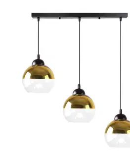 Závesná lampa Contessa čierna 3x40 E27 zlaté tienidlo