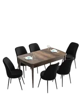 Extendable Dining Table & Chairs Set (7 Pieces) Han - Baroque, Black