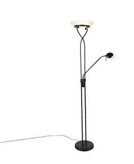 Stojacia lampa čierna vrátane LED a stmievača s lampou na čítanie Dim to Warm - Empoli