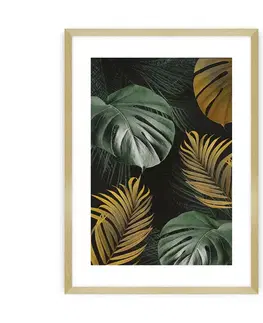 Dekoria Plakat Golden Leaves I, 70 x 100 cm, Ramka: Złota