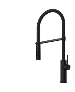 Paffoni - Drezová batéria s vysúvacou sprškou LIGHT 52,5 cm čierna LIG179NONO