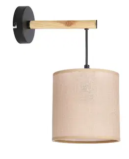 Kombinovaná nástenná lampa čierna 1x60W E27 tienidlo béžové