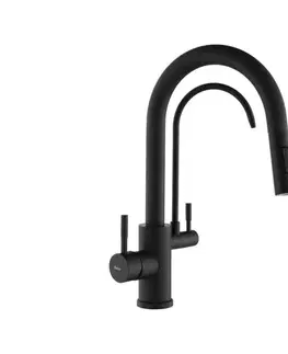 REA-B7564 - Drezová batéria ECO FRESH s výsuvnou sprškou a filtráciou, 37,5 cm, matná čierna REA-B7564