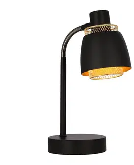 Stolová lampa Aleksandria, tienidlo e14, čierne+zlaté