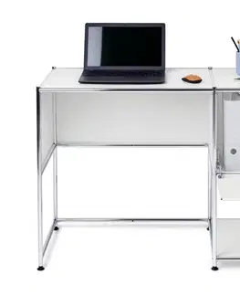 Kovový písací stôl »CN3« s výklopnými dvierkami, biely