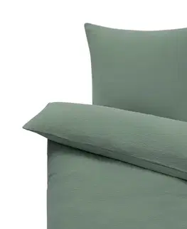 Mušelínová posteľná bielizeň, zelená, štandardná veľkosť